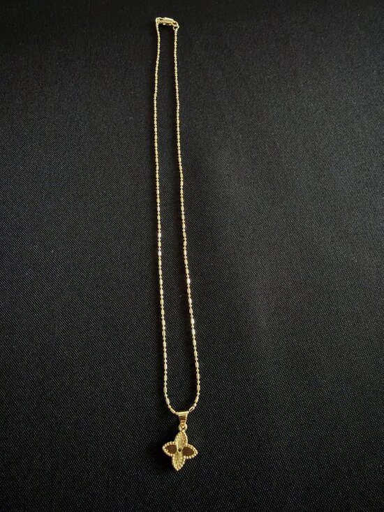 Jewelry - Gold-Tone Four-Petal Flower Pendant Necklace – Bead Bar Chain